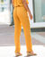 Pantalon droit uni, crépon fluide (safran)