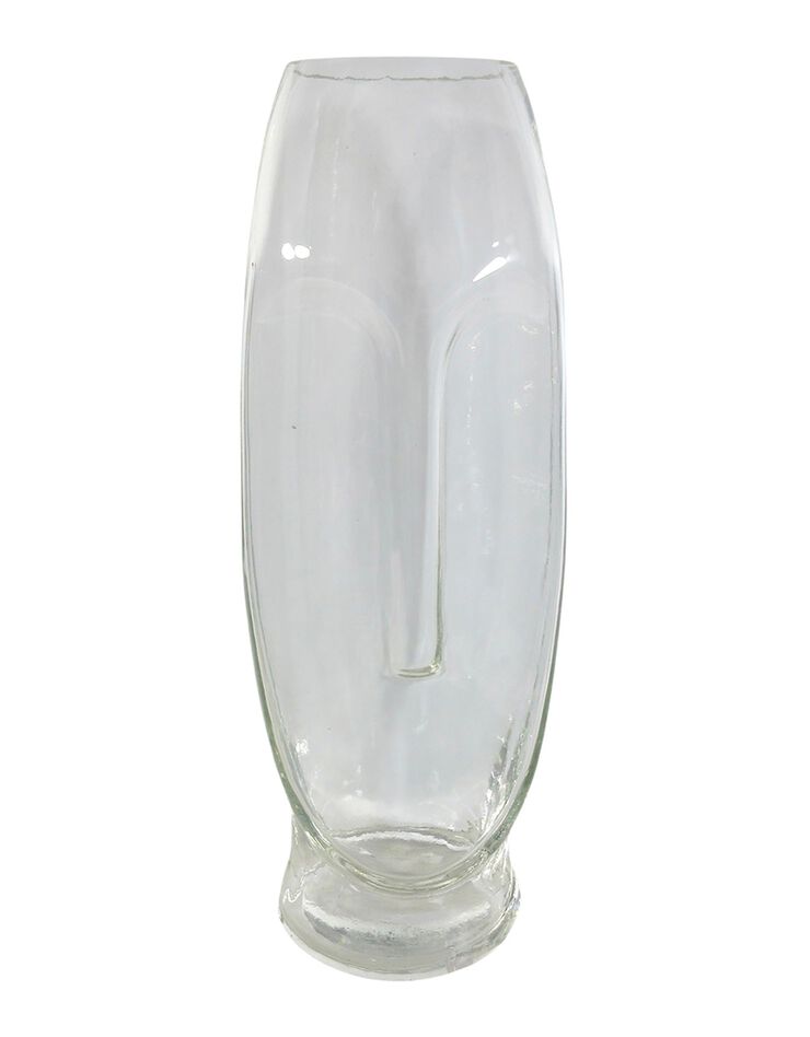 Vase en verre, forme visage - hauteur 24 cm (transparent)