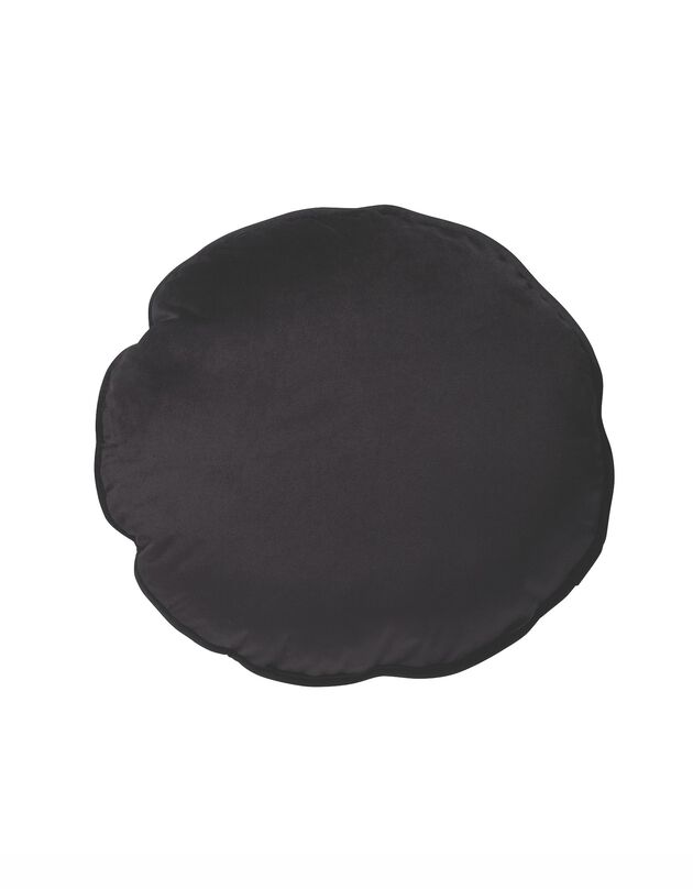 Coussin rond garni en velours (anthracite)