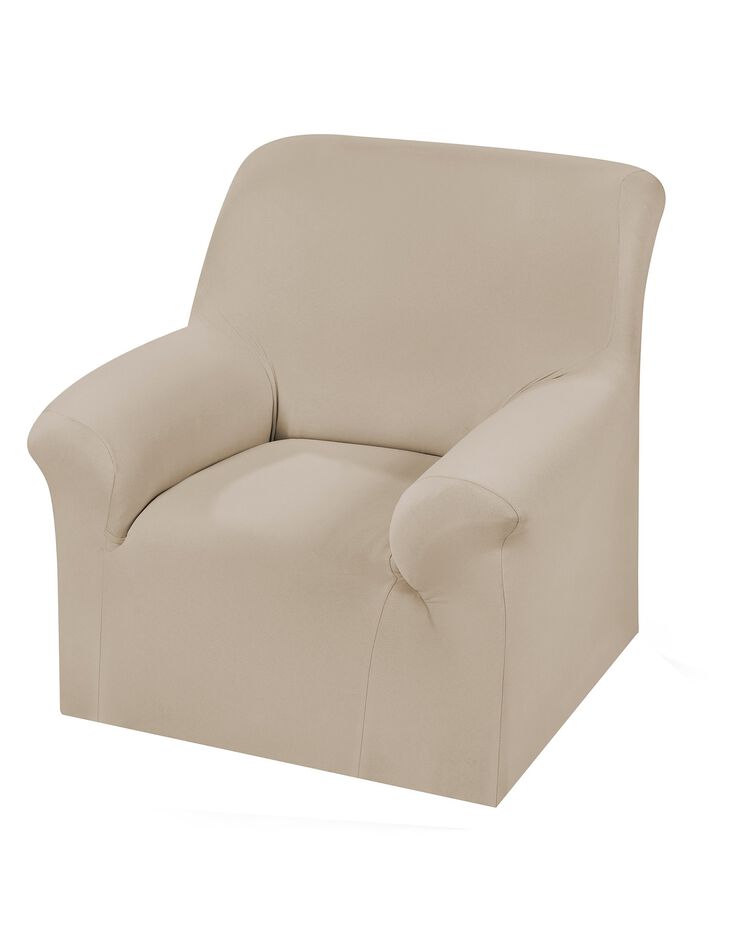 Housse fauteuil et canapé unie bi-extensible (taupe)