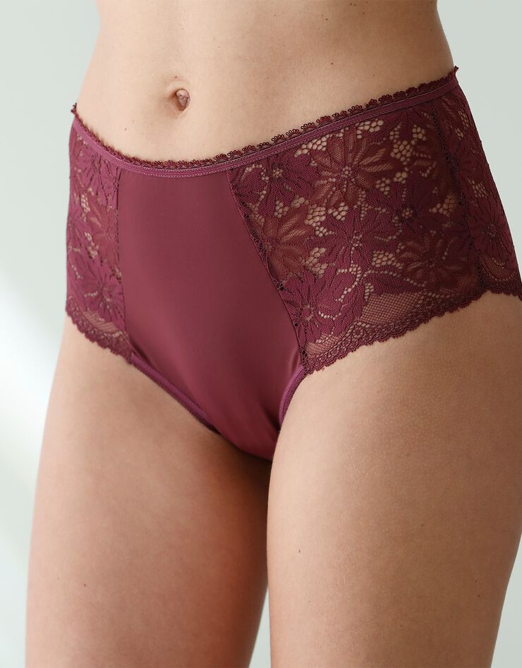 Culotte forme maxi microfibre et dentelle stretch - lot de 2 (aubergine) Culotte forme maxi microfibre et dentelle stretch - lot de 2 (aubergine)