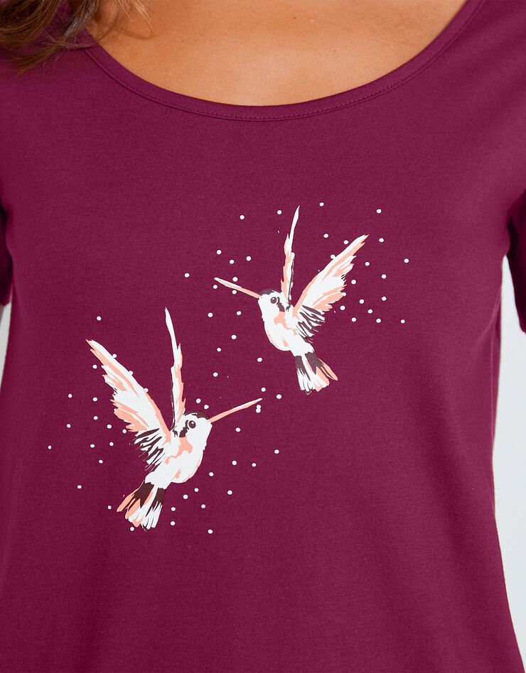 Pyjacourt en coton imprimé « oiseaux » (cerise) Pyjacourt en coton imprimé « oiseaux » (cerise)