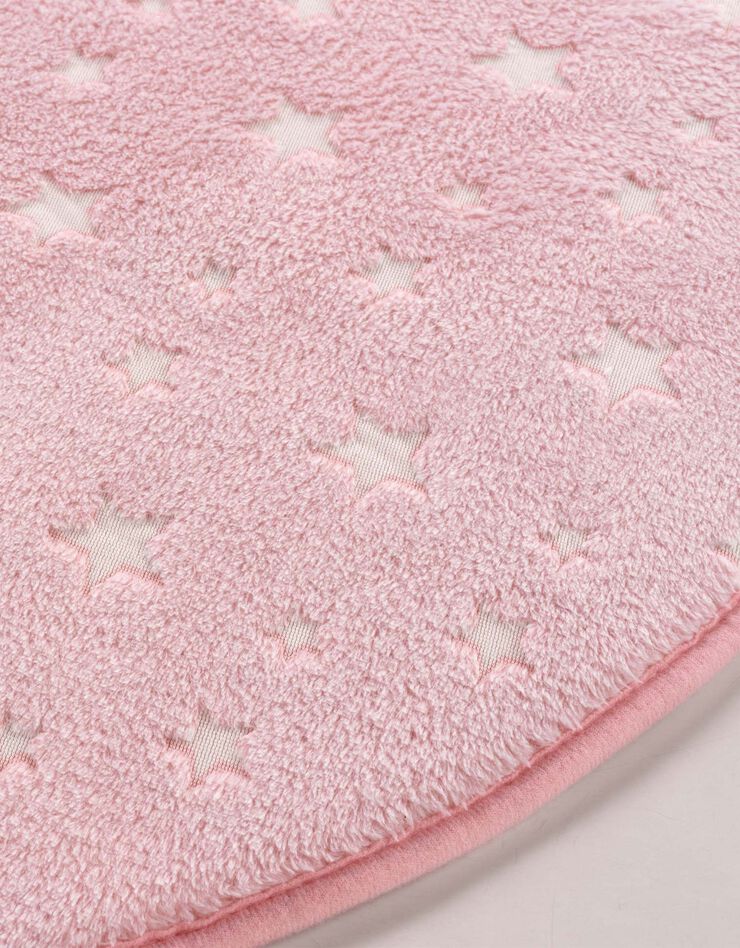 Tapis flanelle imprimé étoiles phosphorescentes - rond (rose)