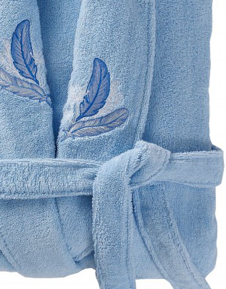 Peignoir mixte éponge brodé plumes - 380 g/m2 (bleuet) Peignoir mixte éponge brodé plumes - 380 g/m2 (bleuet)