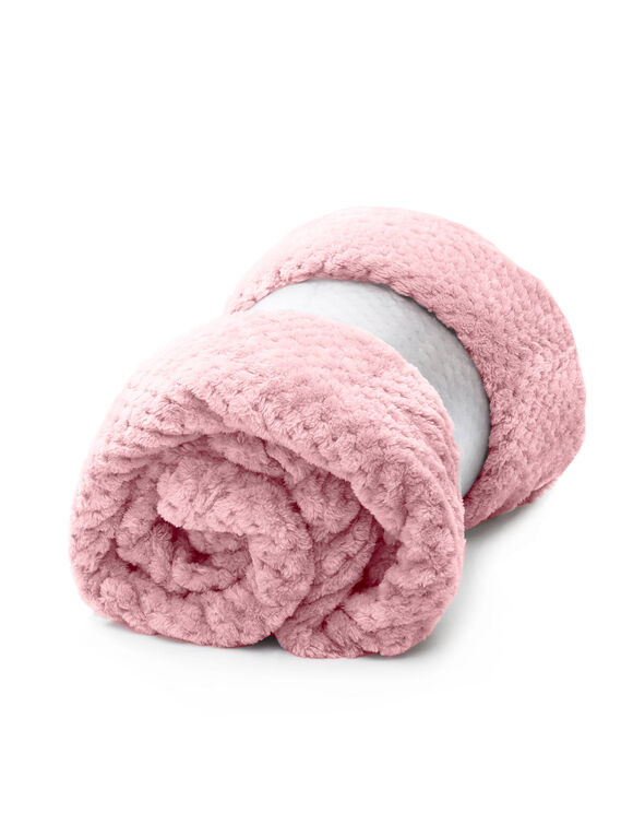 Couverture en velours effet tiss&eacute; (rose poudr&eacute;)