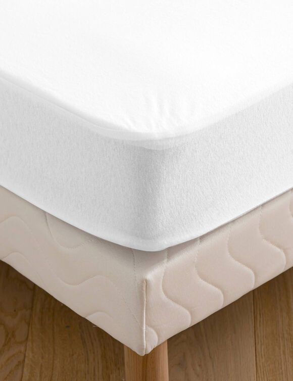 Protège matelas molleton imperméable PVC housse 25 cm  (blanc)
