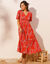 Robe longue imprimée (rouge / violet)
