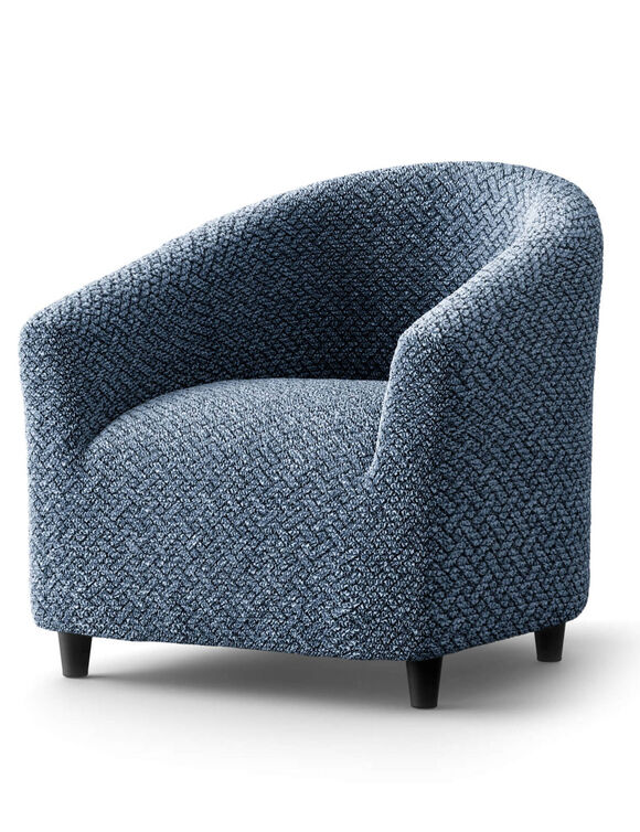 Housse bi-extensible microfibre gaufrée graphique pour fauteuil cabriolet (bleu)