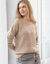 Pull col rond en maille fantaisie (beige chiné)