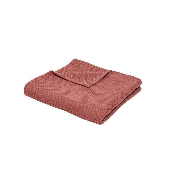 Jeté de canapé ou plaid uni nid d’abeille - coton (terracotta)