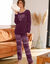 Pyjama pantalon imprimé coeur, maille polaire (prune)