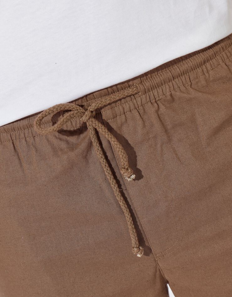 Short toile taille élastiquée (taupe)