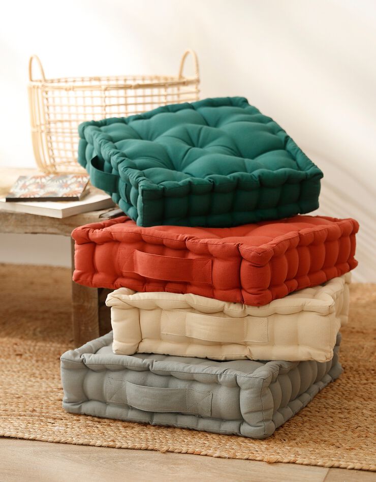 Coussin de sol uni coton (vert)