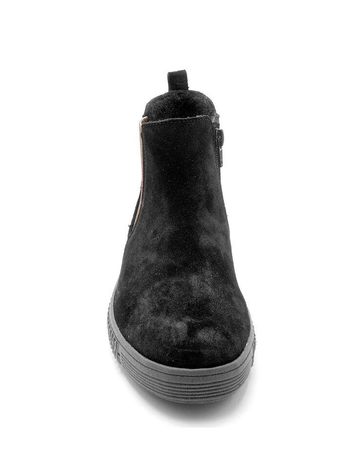 Boots compensées grande largeur en cuir femme - noir (noir) Boots compensées grande largeur en cuir femme - noir (noir)