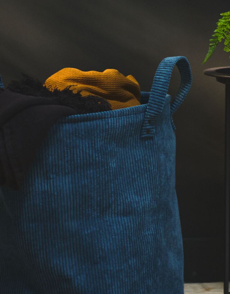 Panier rond velours déco rangement (bleu canard)