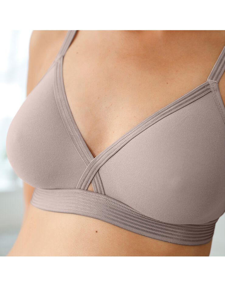 Soutien-gorge coton forme croisée - sans armatures (taupe)