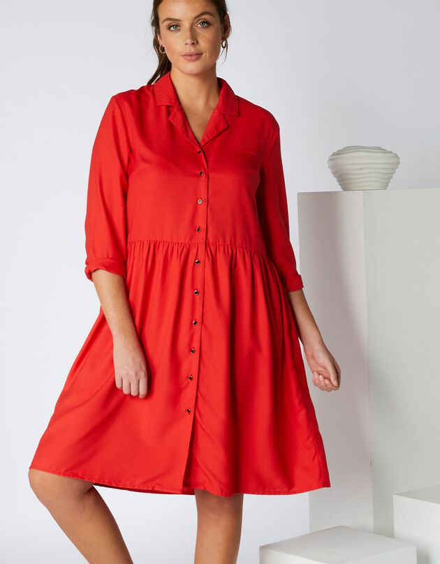 Robe chemisier unie, crêpe (capucine) Robe chemisier unie, crêpe (capucine)