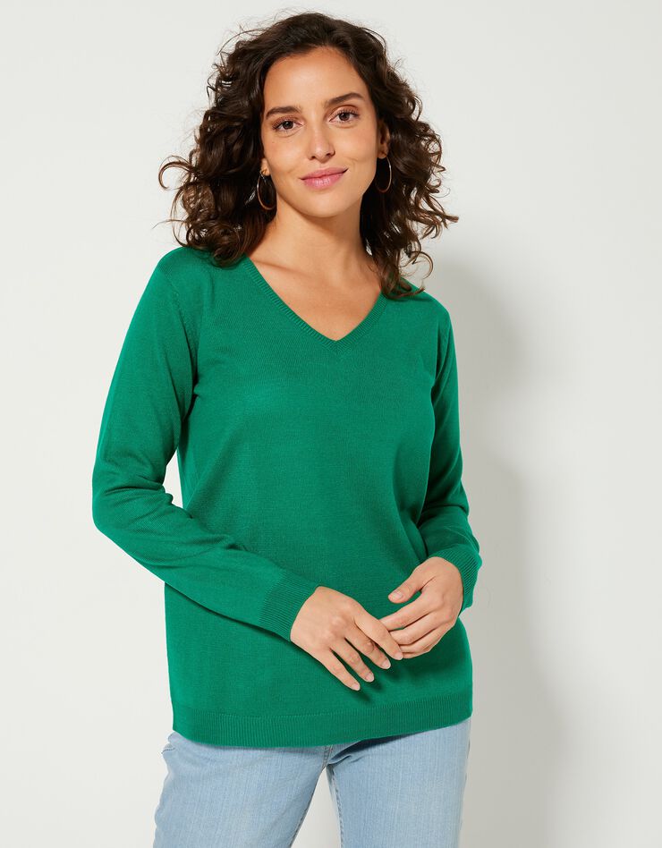 Pull col V toucher cachemire (vert pomme) Pull col V toucher cachemire (vert pomme)