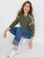 Pull bicolore en maille moelleuse  (kaki)