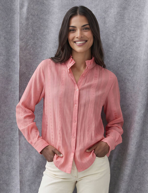 Blouse col dentelle (rose)
