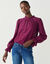 Blouse col victorien unie, dentelle (prune)