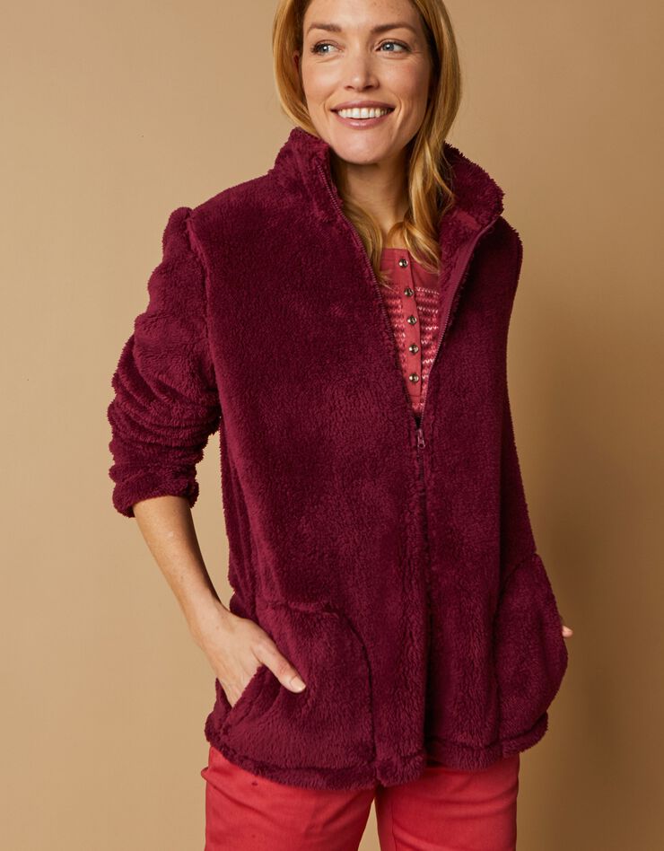 Veste zippée maille peluche (violine) Veste zippée maille peluche (violine)