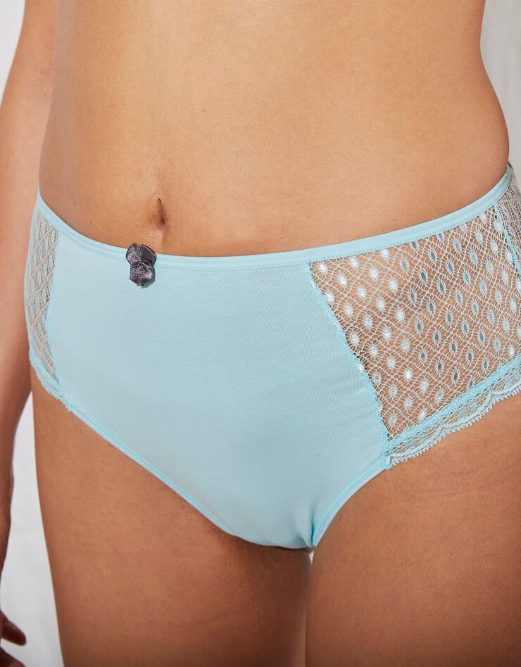 Culotte maxi dentelle coton uni Tropea - lot de 4 (bleu + gris)
