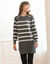 Pull tunique boutons fantaisie, rayé (gris chiné / écru)