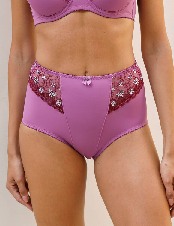 Gainette microfibre tulle brodé Caminata (violine)