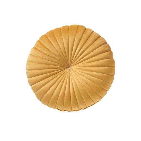 Coussin rond capitonné en velours (jaune)