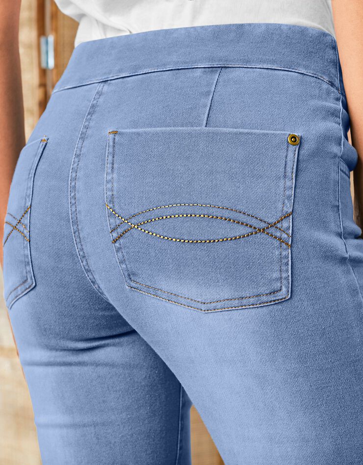 Jean bootcut ultra stretch, maille effet jean, grande stature (bleached)