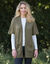Gilet long ouvert manches courtes toucher doux  (vert olive)