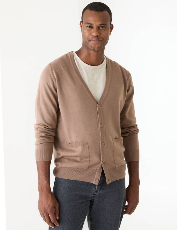 Gilet boutonn&eacute; manches longues (marron glac&eacute;)