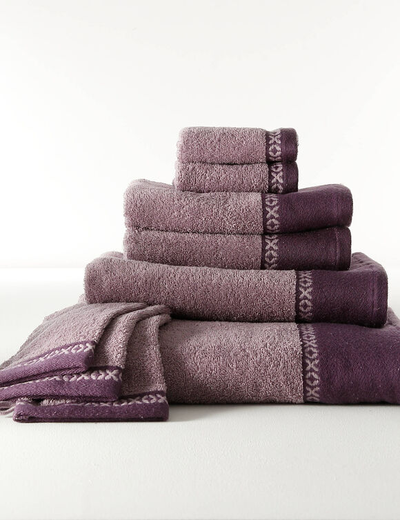 Collection serviettes de bain 420 gr/m&sup2; liteau tiss&eacute; fantaisie (lavande)