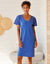 Chemise de nuit courte jersey et broderie anglaise (bleu)