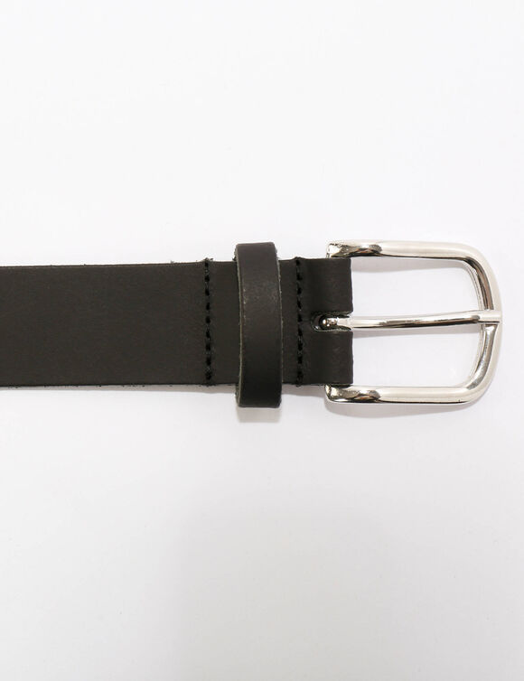 Ceinture en croûte de cuir tannage végétal (noir)