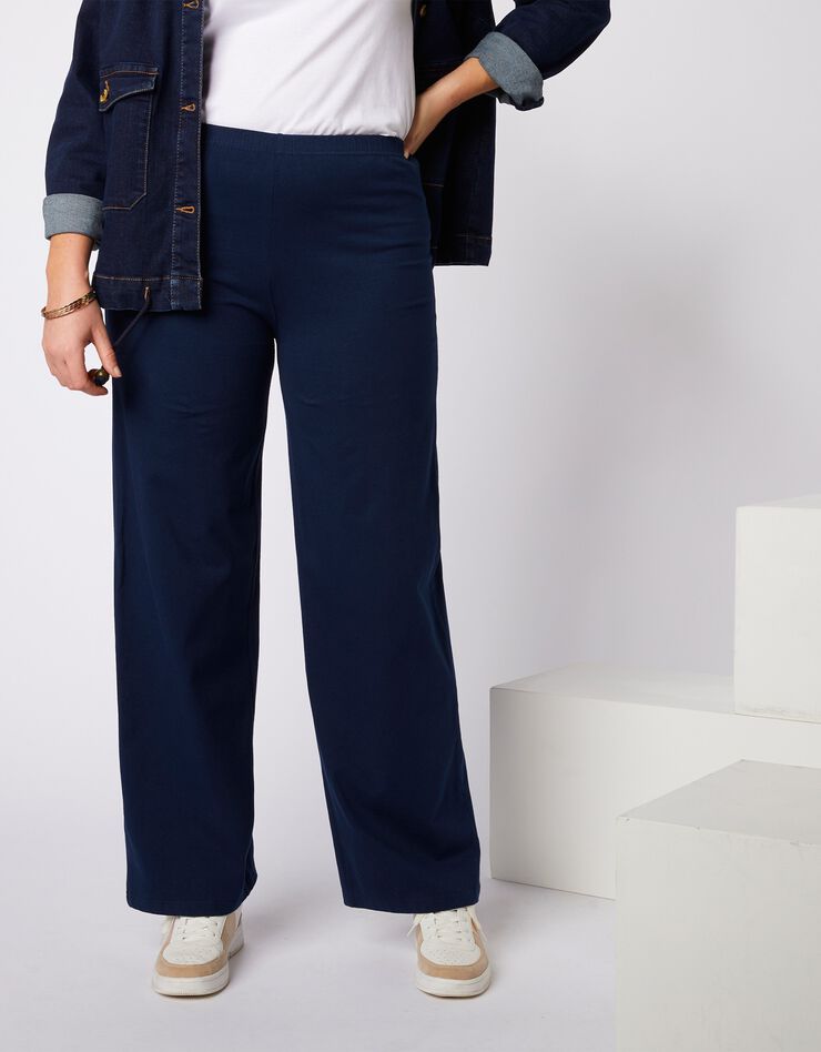 Pantalon large maille stretch (marine) Pantalon large maille stretch (marine)