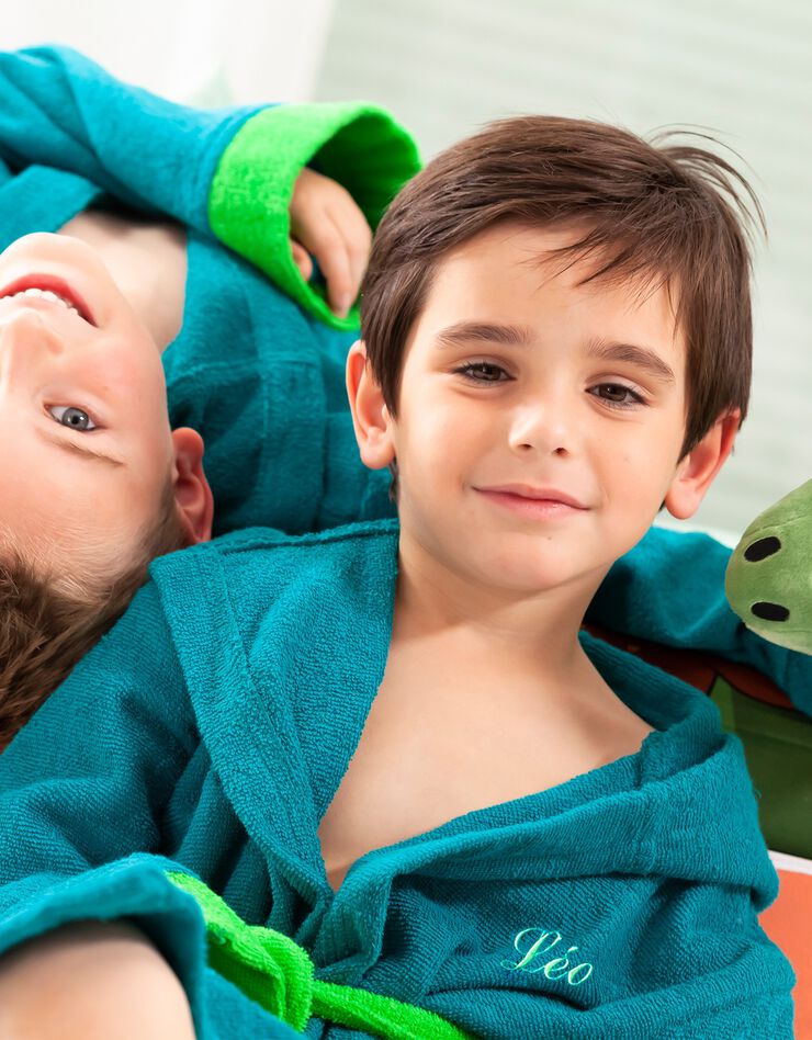 Peignoir de bain personnalisable à capuche dinosaure (vert)