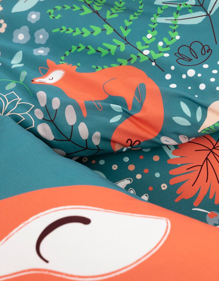 Linge de lit enfant imprimé Champy en coton biologique, éco-responsable (bleu)