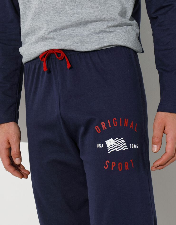 Pantalon de pyjama bleu marine imprimé placé (marine) Pantalon de pyjama bleu marine imprimé placé (marine)