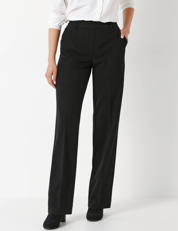 Pantalon &eacute;l&eacute;gant droit, uni (noir)