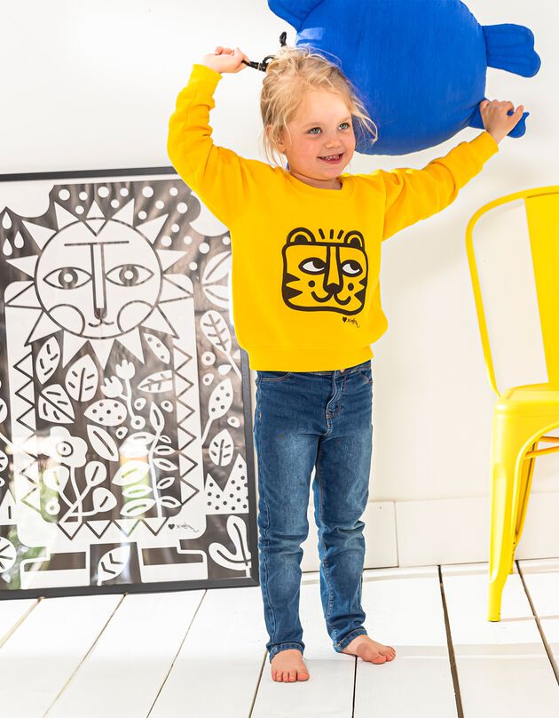 Sweat enfant molleton imprimé, collection LEM (safran)
