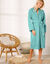 Peignoir mixte adulte éponge bouclette col châle personnalisable (vert d'eau)