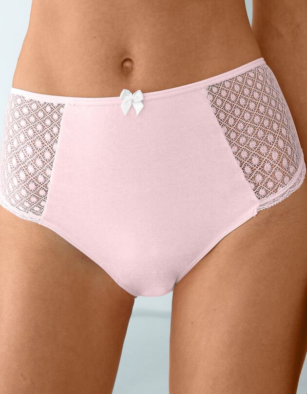 Culotte maxi dentelle coton uni Tropea - lot de 4 (blanc + poudre)
