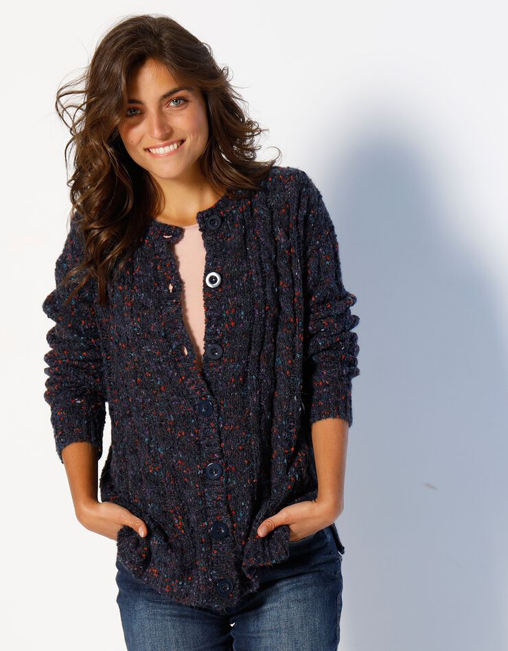 Gilet boutonné maille bouclette (marine) Gilet boutonné maille bouclette (marine)