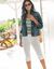 Pull sans manches crochet rayé (écru / vert)