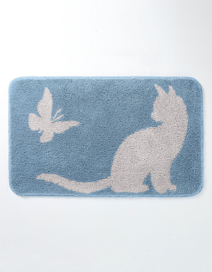 Tapis de bain fantaisie Chat & Papillon (bleuet) Tapis de bain fantaisie Chat & Papillon (bleuet)