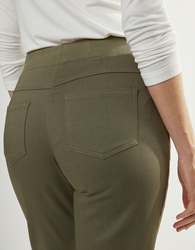 Pantalon droit "ultra confort" taille élastiquée (kaki)