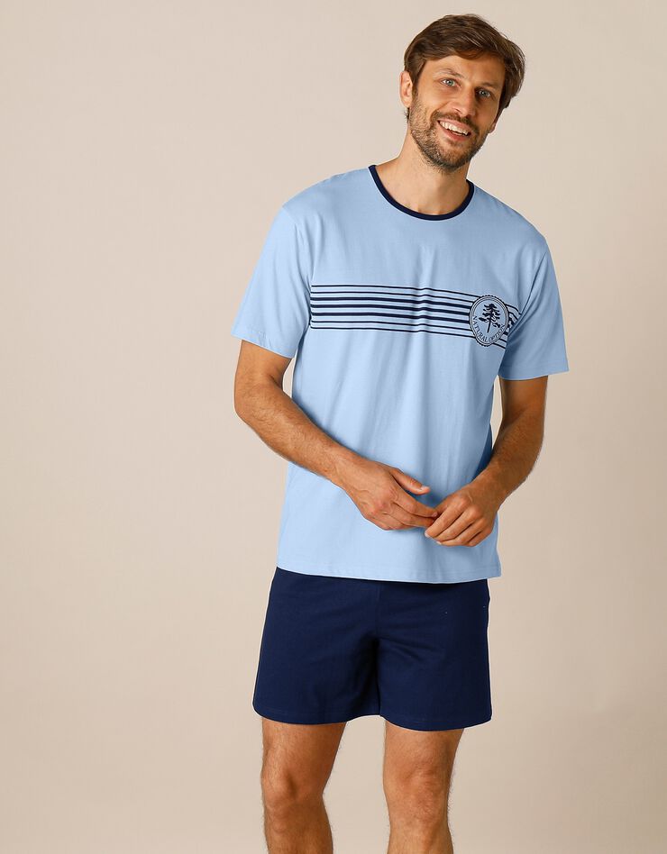 Pyjama short jersey coton manches courtes (bleu / marine) Pyjama short jersey coton manches courtes (bleu / marine)