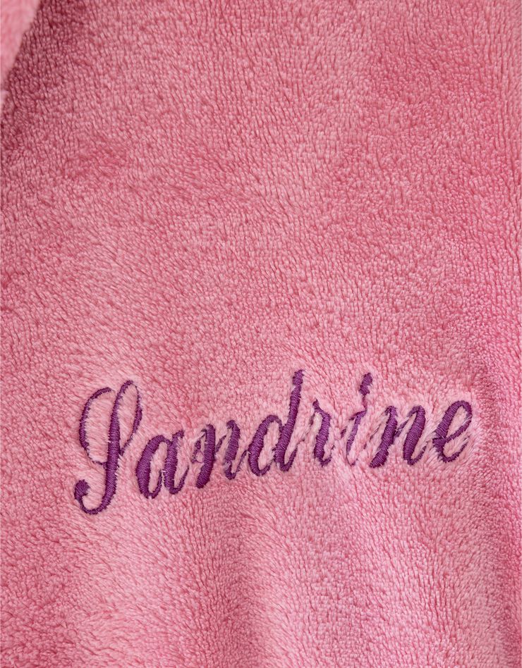 Peignoir de bain enfant à capuche licorne personnalisable microfibre (rose)